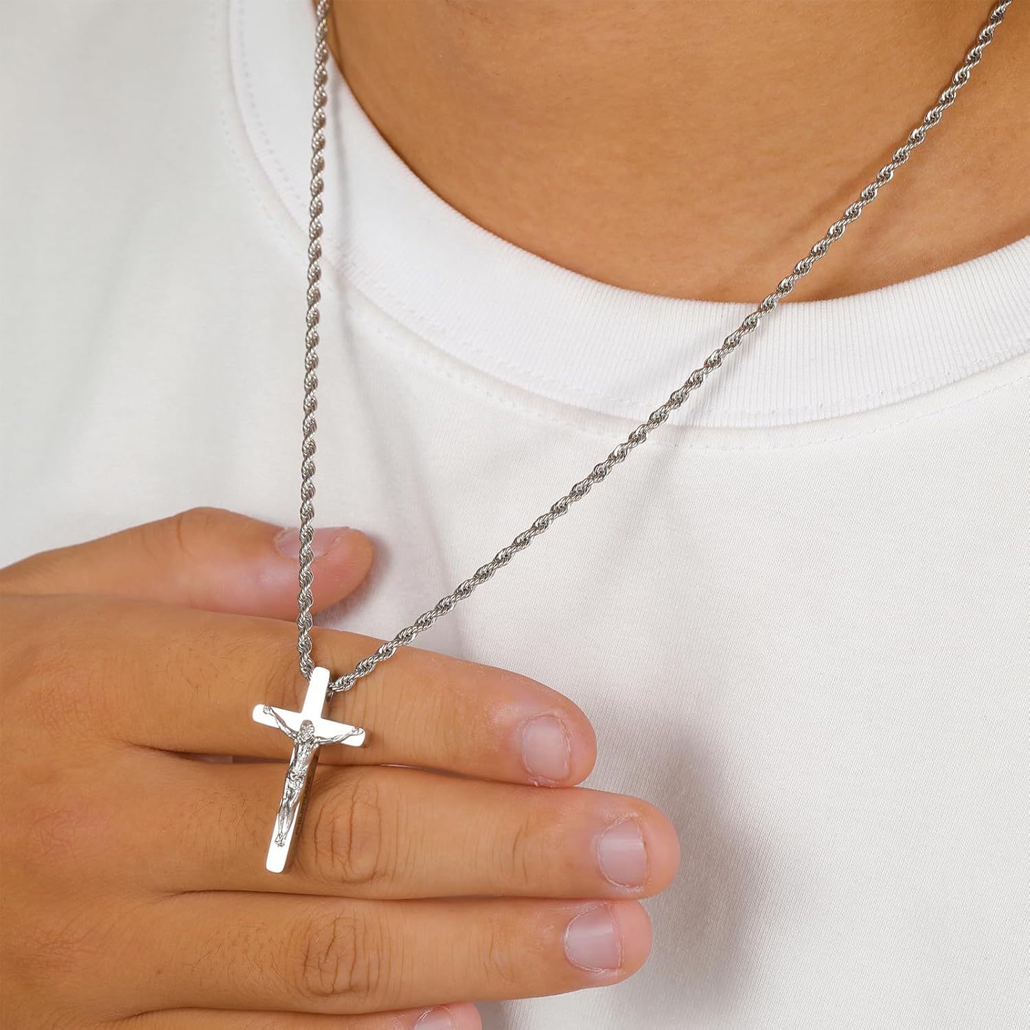 DS Christian Cross Necklace for Men Women-18K Gold Stainless Steel Crucifix Necklaces with Inspirational Bible Verse Religious Gift for Prayer Faith Jesus/God-Catholic Christian Pendant Jewelry-17 - Image 5