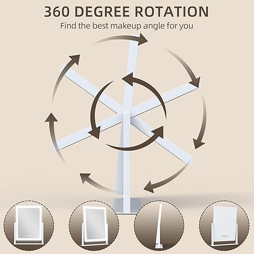 Miniatura 4 de FENNIO Espejo de tocador con luces Espejo de maquillaje iluminado de 17 x 13 pulgadas, espejo de maquillaje con luces, pantalla táctil con