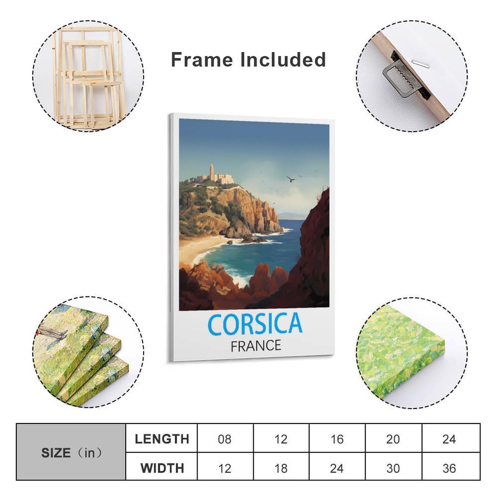 Achat Affiche Premium : Affiche De Voyage Sud De La Ance - Affiche De Voyage Sud De La France Affiche De Voyage Corse Poster Calvi Art Mural Plage Decor Maison 6165686