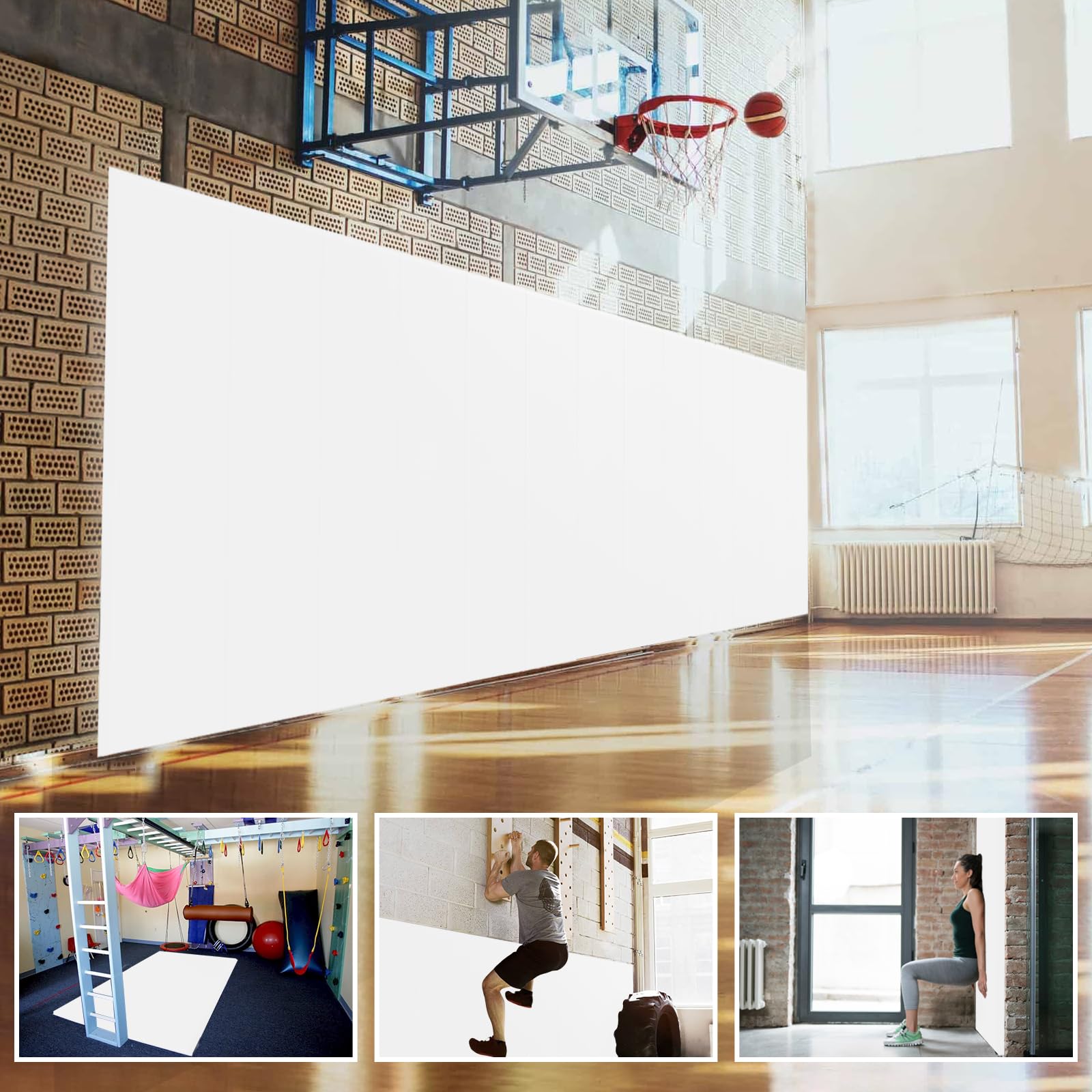 PROGOAL 60" x 20"/24" x 2"/4" Gym Wall Padding Basketball Court Wall Mats Athletes Protector,Removable High Elasticity Tear-Resistant 2/4" Thick Foam