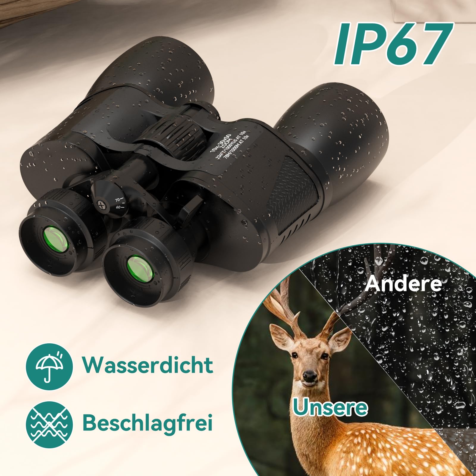 MLight 10-30x50 Zoom-Fernglas für Erwachsene, leistungsstarkes Fernglas für Vogelbeobachtung, Jagd, Outdoor, Wandern, Konzerte, großes Sichtfeld, BK7-Prisma, FMC, Nachtsicht bei schwachem Licht
