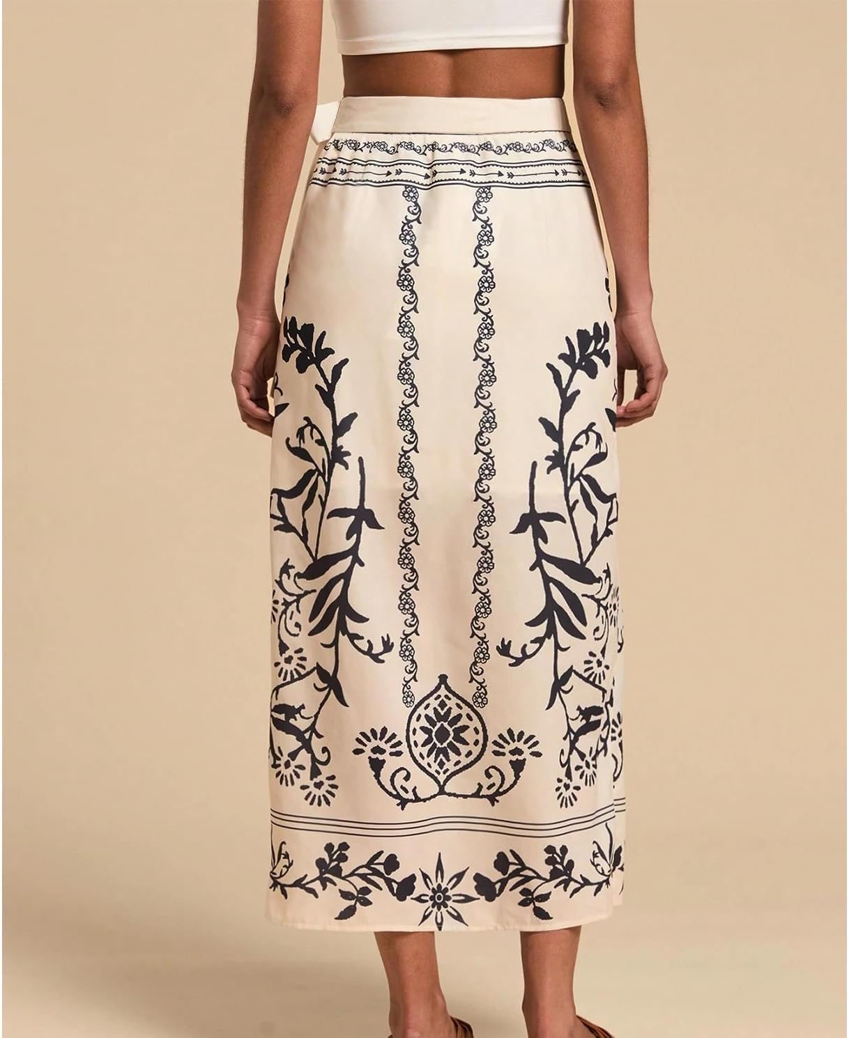 Women’s Floral Print Wrap Skirts Boho Tie Knot Skirt High Waist Causal Cute Flower Graphic Long Skirts Beachwear 2025 - Image 2