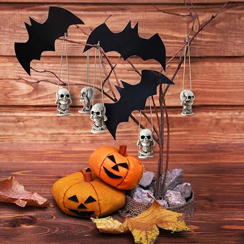 Miniatura 6 de Adorno colgante de calavera para espejo de automóvil con sombrero de Navidad, accesorios góticos de automóvil para hombres y mujeres, colgantes de