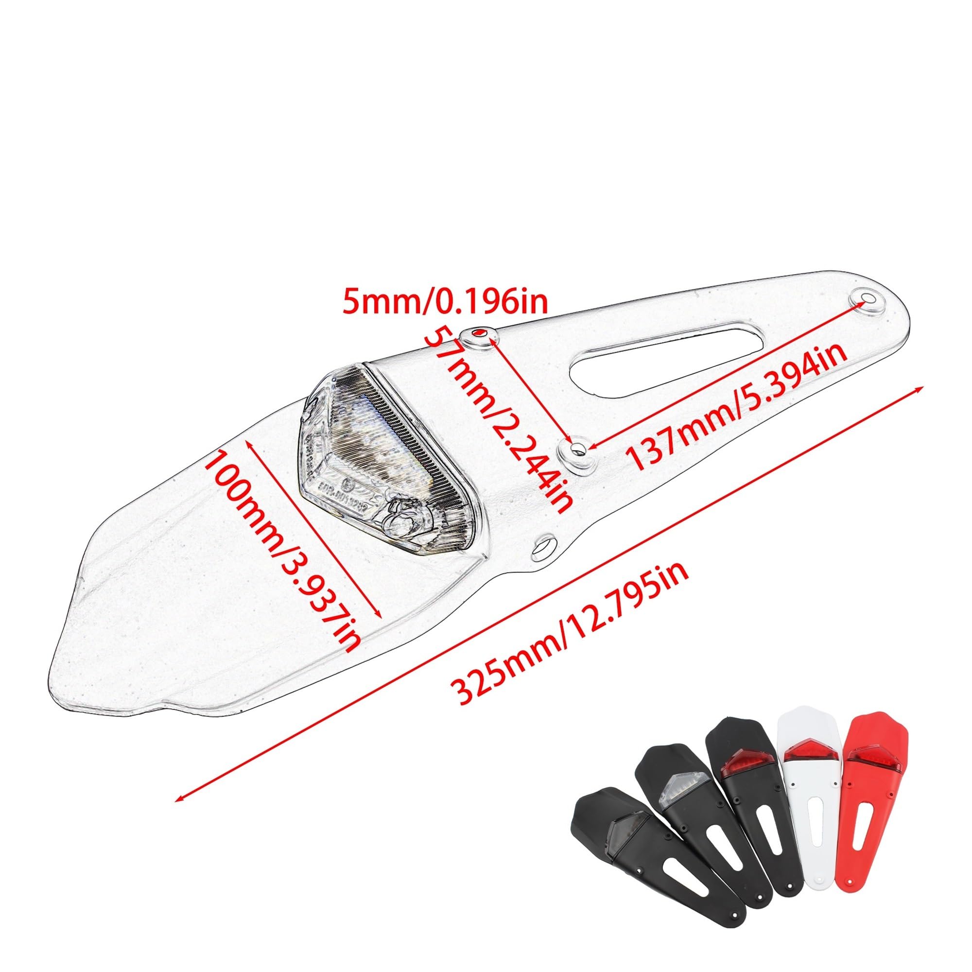Luce Stop Fanale Posteriore Fanale posteriore per parafango per moto, da cross, 12 V, LED, luce, freno, stop, targa, parti a per