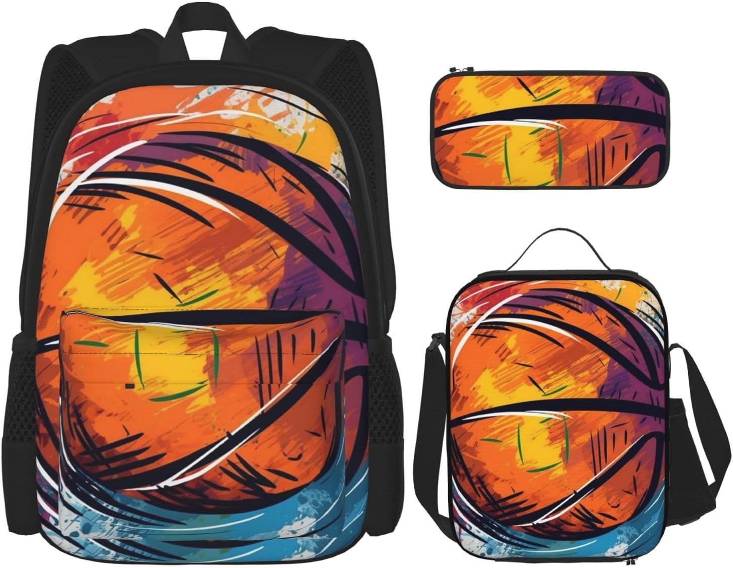 3 in1 Travel Laptop Backpack with Lunch Bag and Pencil Case Casual Daypack