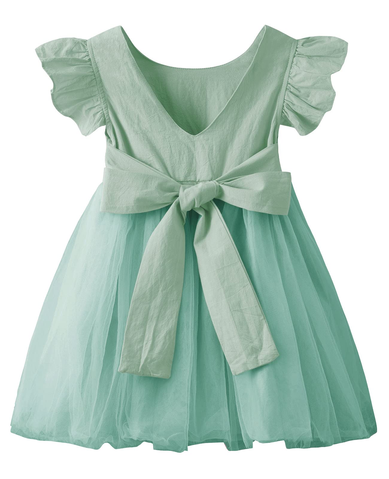 LYXIOF Toddler Baby Girl Tutu Tulle Dress Cotton Linen Ruffle Back Bowknot Princess Party Dresses