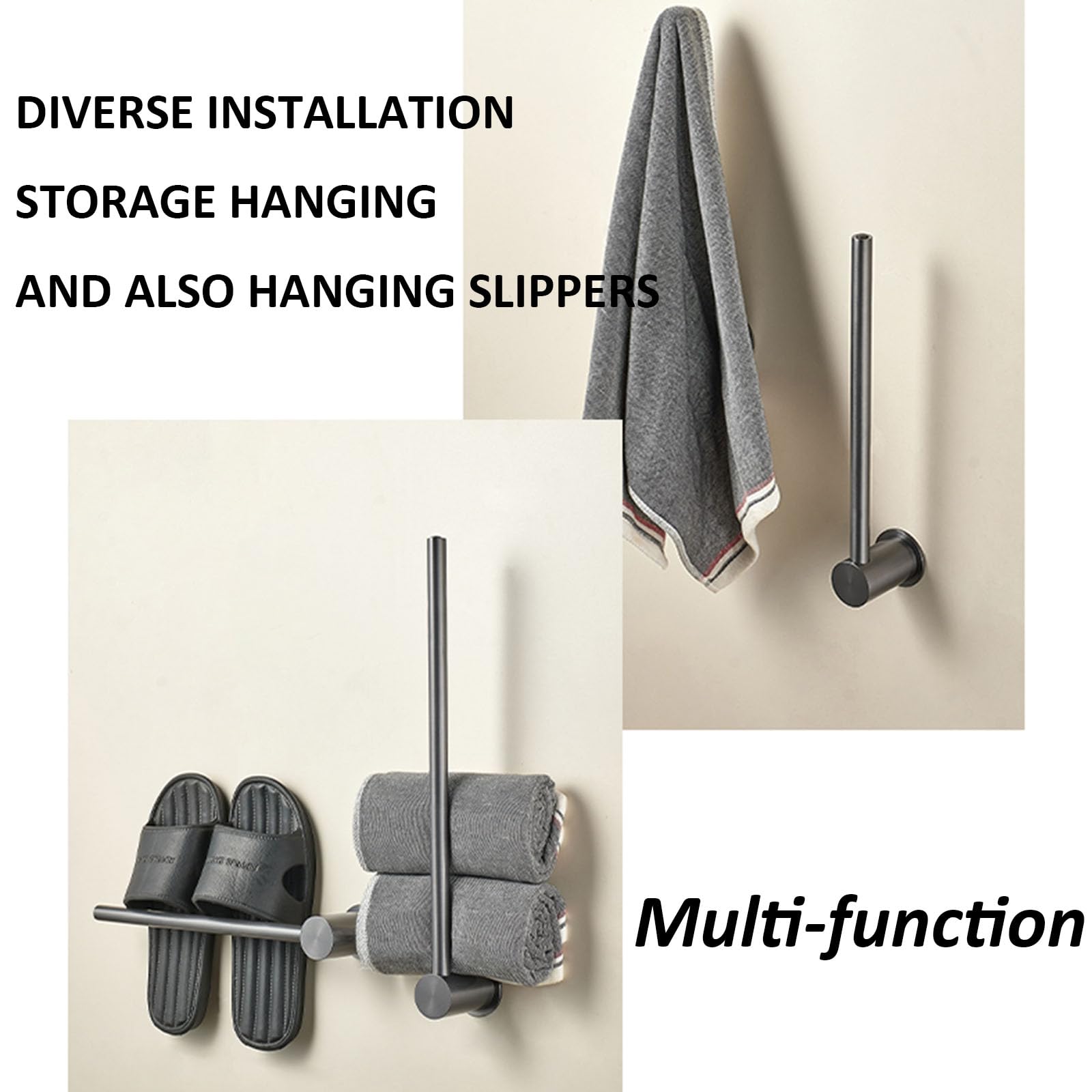 Handtuchhalter aus Aluminium, horizontal, 30 cm, vielseitiges graues Bad- und Küchenzubehör, perfekt für Hotels und Zuhause