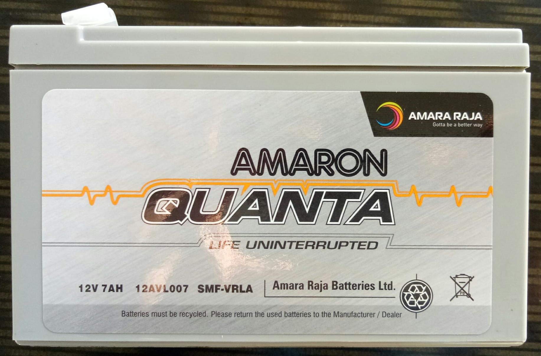Amaron Quanta 12 AL 007 7.2 AH UPS Battery (White)