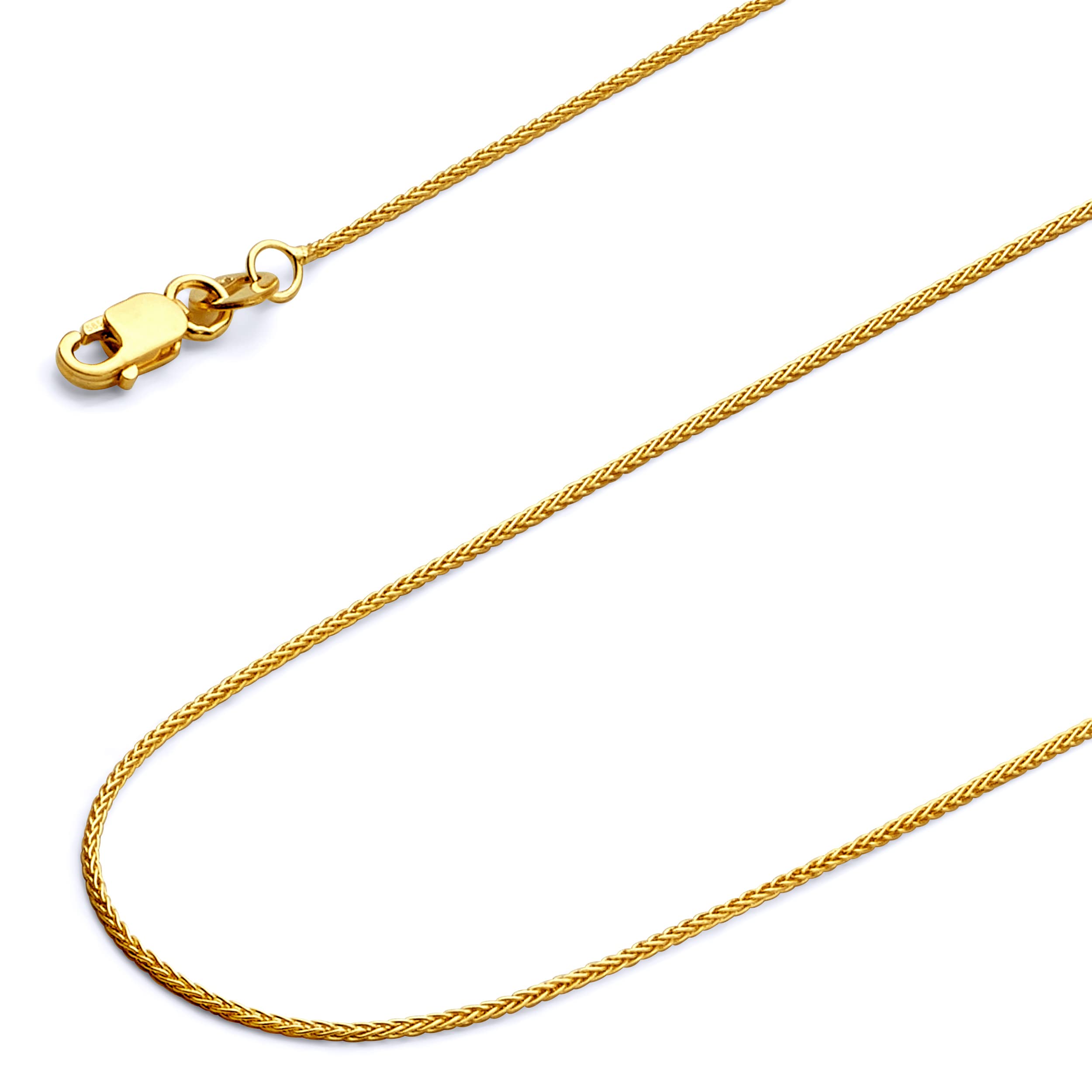 Wellingsale 14K Solid Gold Round Wheat Chains (Select Options)