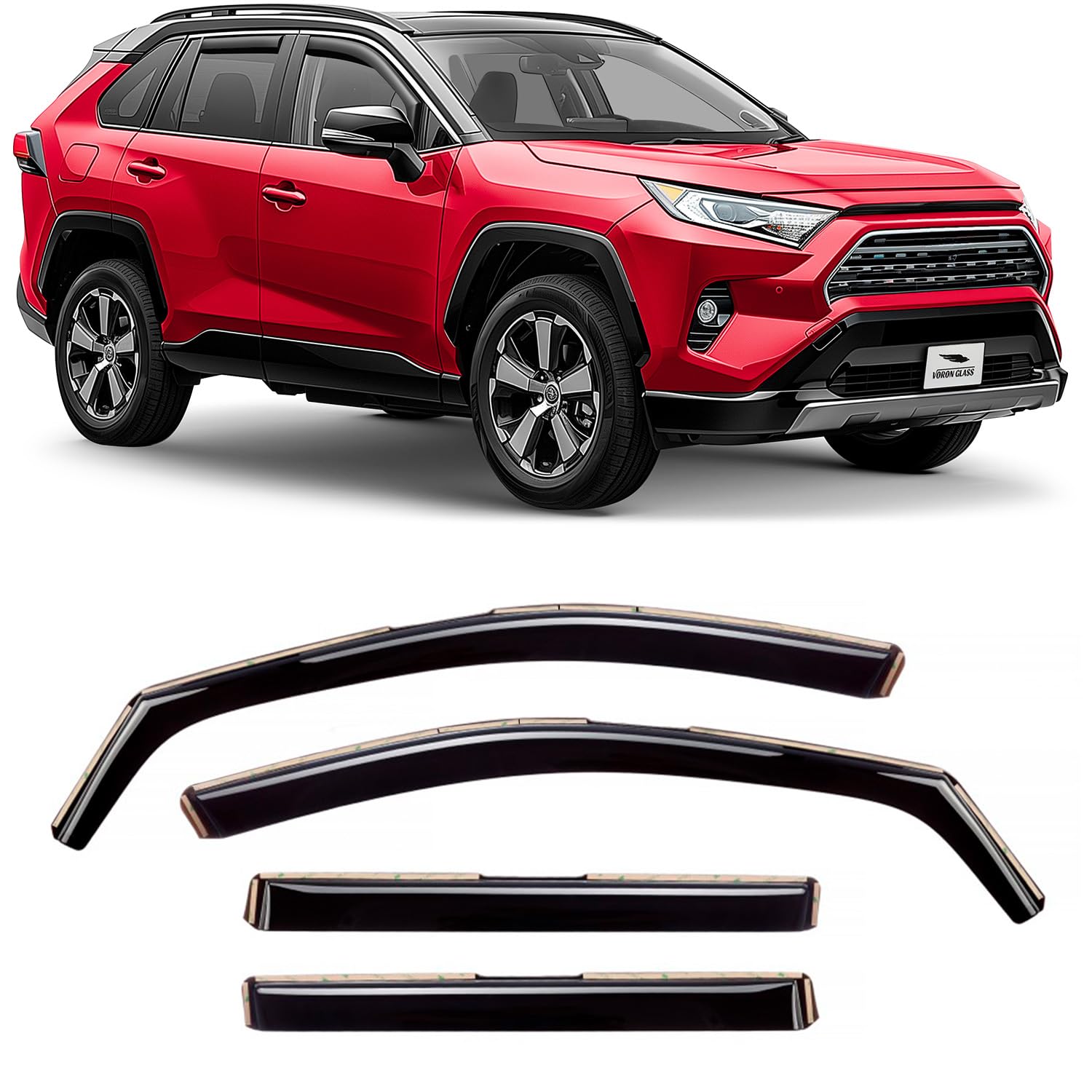 Voron Glassin-Channel Extra Durable Rain Guards for Toyota RAV4 2019-2023, Window Deflectors, Vent Window Visors, 4 Pieces - 200555, Black, 0