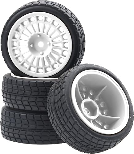 OD2.75 pulgadas de nailon de 0.472 in hexagonales, llantas y neumáticos de goma compatibles con HSP Tamiya HPI Traxxas 110 112 en carretera, WLtoys