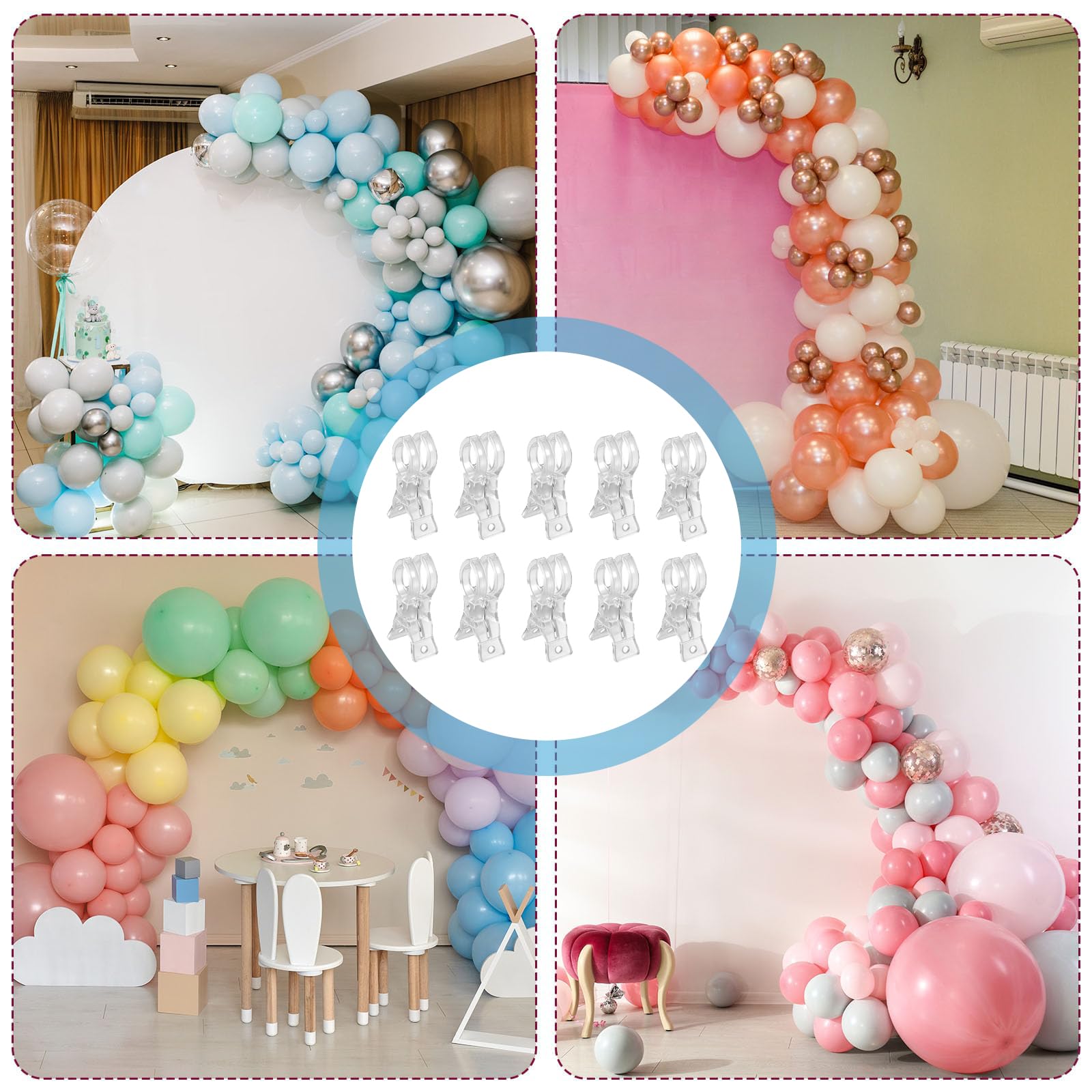Balon Łuki Klipsy, 10 szt. Balony Wytrzymałe Zaciski Sprężynowe Plastikowe Zaciski Na Urodziny Ślub Wsparcie Tło Fotografia Rzemiosło