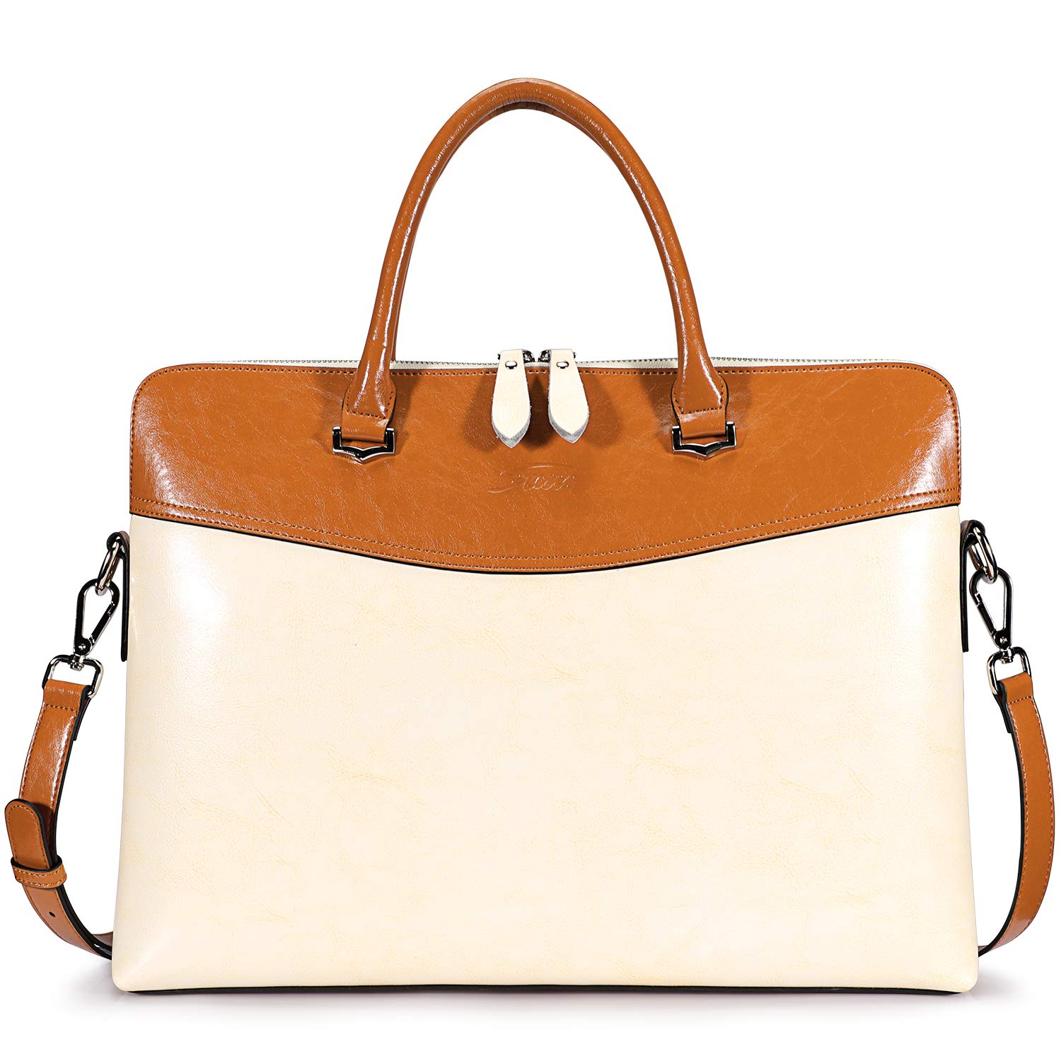 S-ZONE Slim Leather Briefcase 15.6 Inch Laptop Business Work Bag Tote Men Women