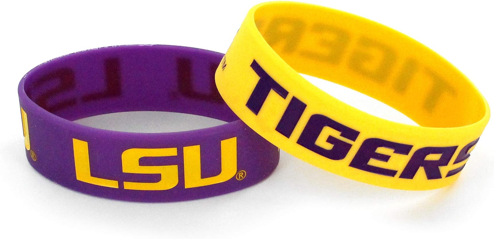 amincoNCAA LSU Tigers Silicone Rubber Bracelet, 2-Pack