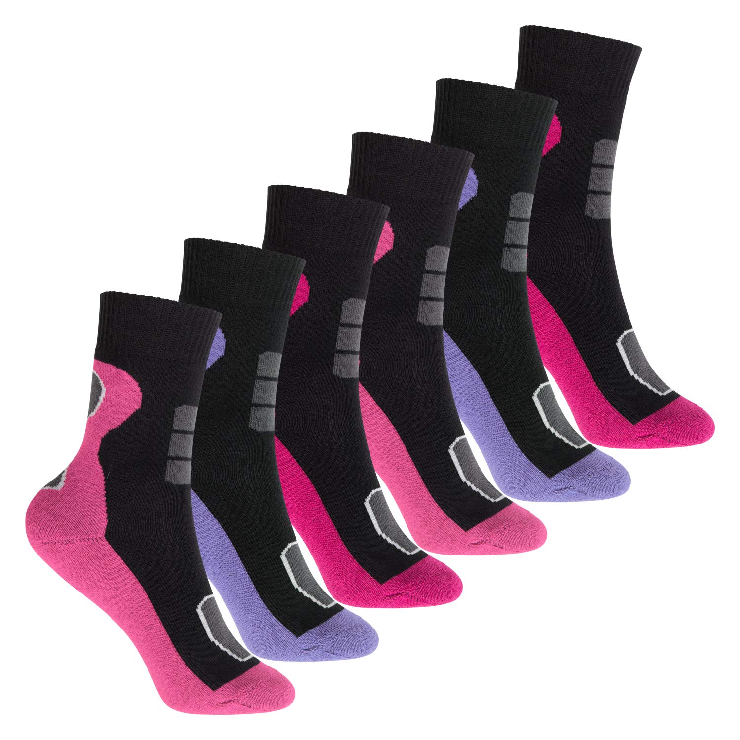 Footstar Calzini termici per bambini (6 paia) colorati invernali in spugna piena