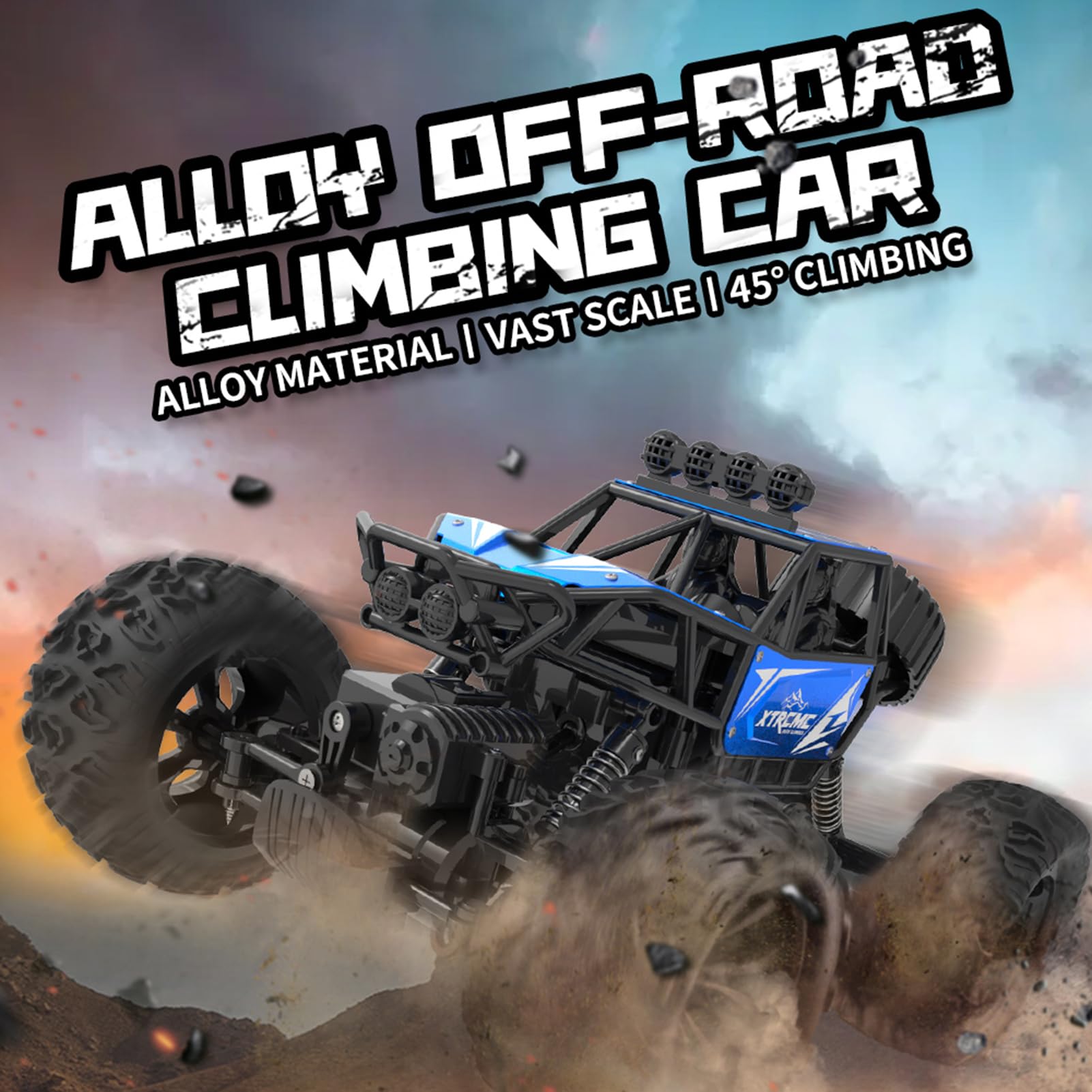 Auto telecomandata 4WD Fuoristrada Auto da arrampicata in lega da 2,4 GHz, Macchinina Regali per Adulti Modalità doppio controllo con orologio telecomando 3 batterie