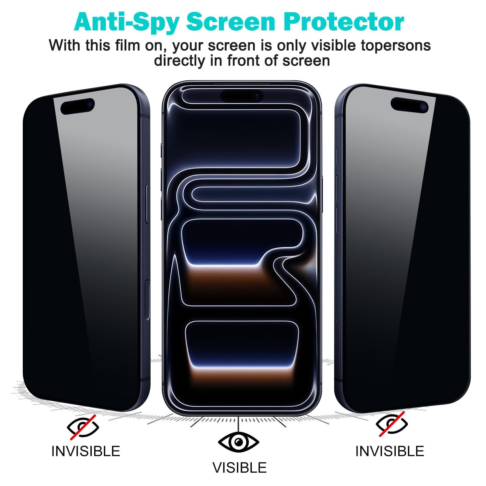 WSKEN voor iPhone 17 Pro privacy screenprotector - [360° anti-spy] [automatisch stofverwijderend] compatibel met hoesjes, gehard glas 9H hardheid, eenvoudige installatie, zonder luchtbellen
