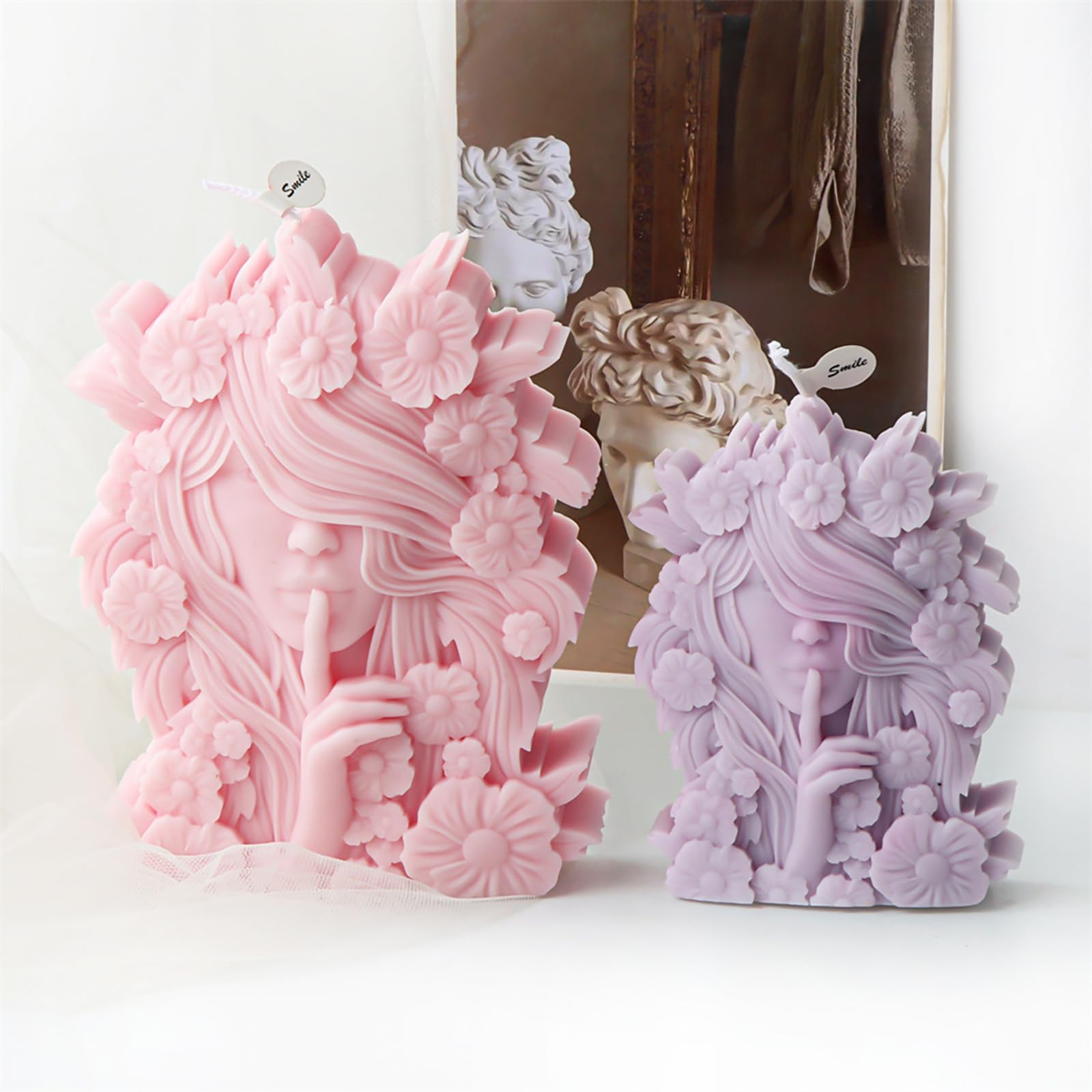 Precioso molde de silicona con forma de niña de las flores, S | Decoraciones de velas únicas, forma de vela suave y flexible para proyectos, forma llamativa en forma de