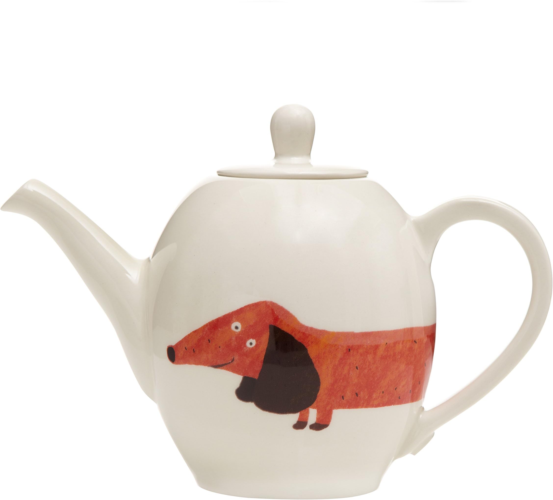 Fenella Smith Dachshund Teapot, Stoneware, Multi-Colour, 17 x 24 x 12 cm