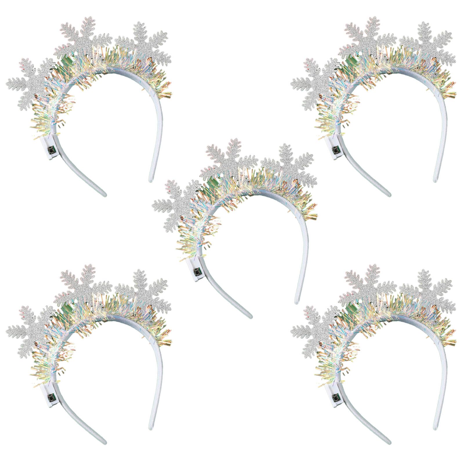 Buxuaaaa I 5Xchristmas Glowing Hair Band Light Up Head Band Light Up Hairband Creative Flashing Headwear Photo Props Christmas Party Decorations