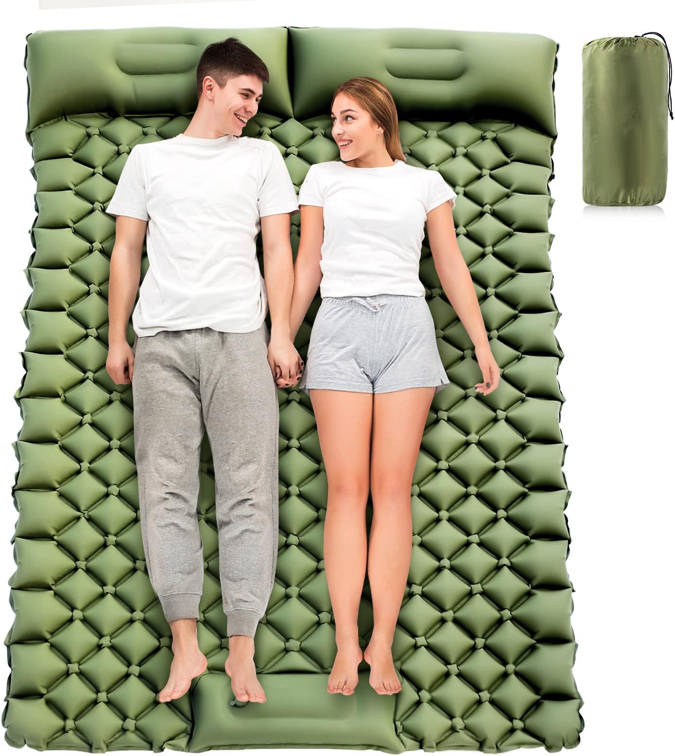 evizen Self Inflating Sleeping Pad for Two Person,Portable Camping Bed with Durable Material,Safe and Cool Double Sleeping Bed,Perfect for Camping,Travel,and Hiking.