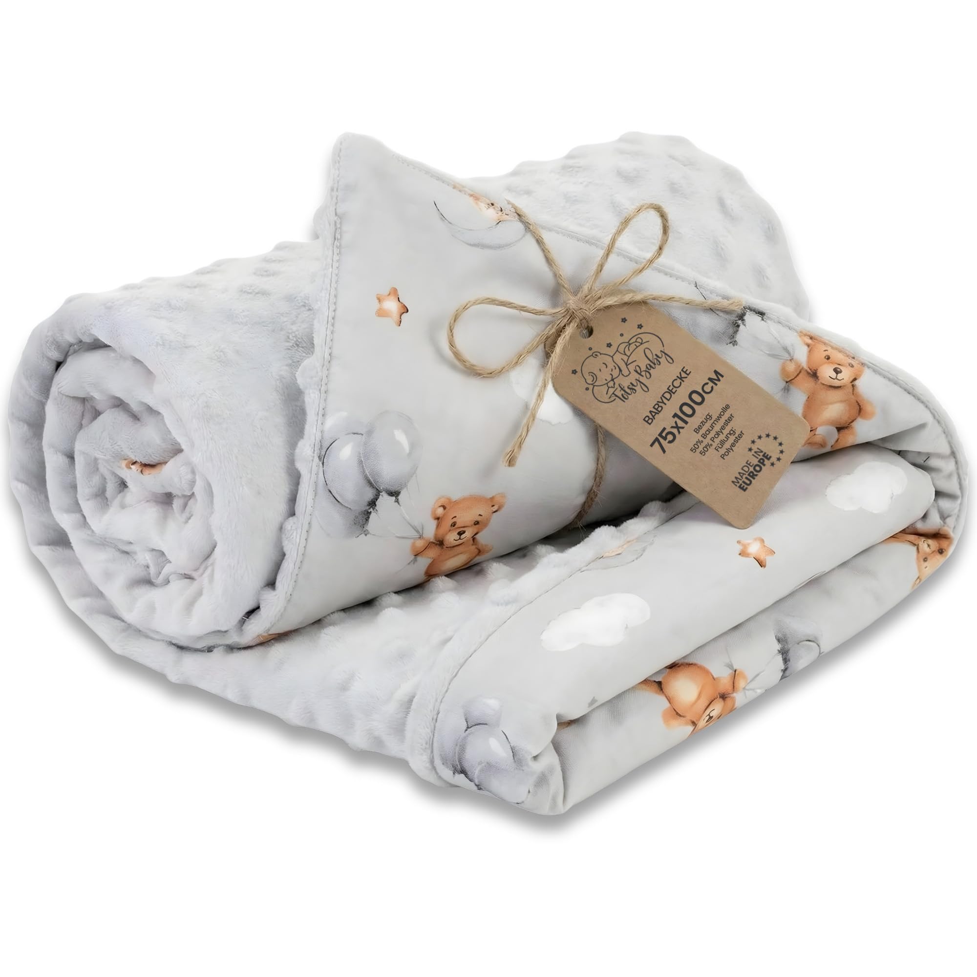 Totsy Baby Men's Teddy Bears Baby Blanket Cuddle Blanket All-Season Plush Fabric 75X100 Cm - Children's Blanket Stroller Blanket Baby Blankets Stroller Blanket And Starter Set For Newborns And Children Oeko-Tex