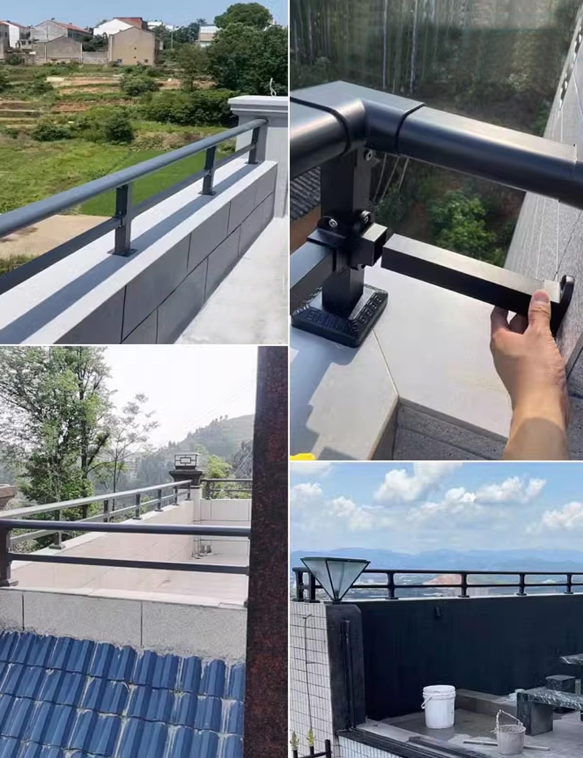 Ringhiera per Balcone Parapetto Terrazze Scale Esterne/Interne con Barre Trasversali Corrimano in Acciaio Zincato per Tetto Recinzione del Corridoio Impermeabile e Antiruggine(H 30 cm/11.8 in,L 120 cm