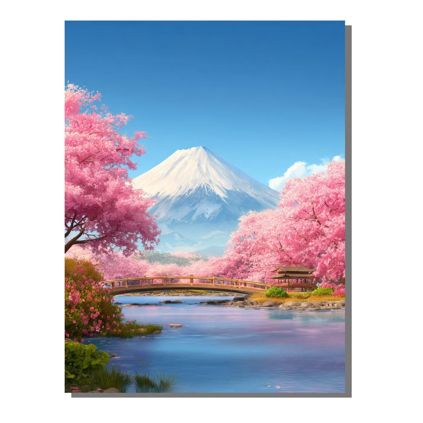 Landschaft Brücke Malen Nach Zahlen Erwachsene, Paint by Numbers Adult Set, Heimwerk Malen Nach Zahlen Kinder Mit Rahmen, Pinsel und 36 Acrylfarbe für Deko Wohnzimmer Geschenke 60 x 80 cm BJHDK805