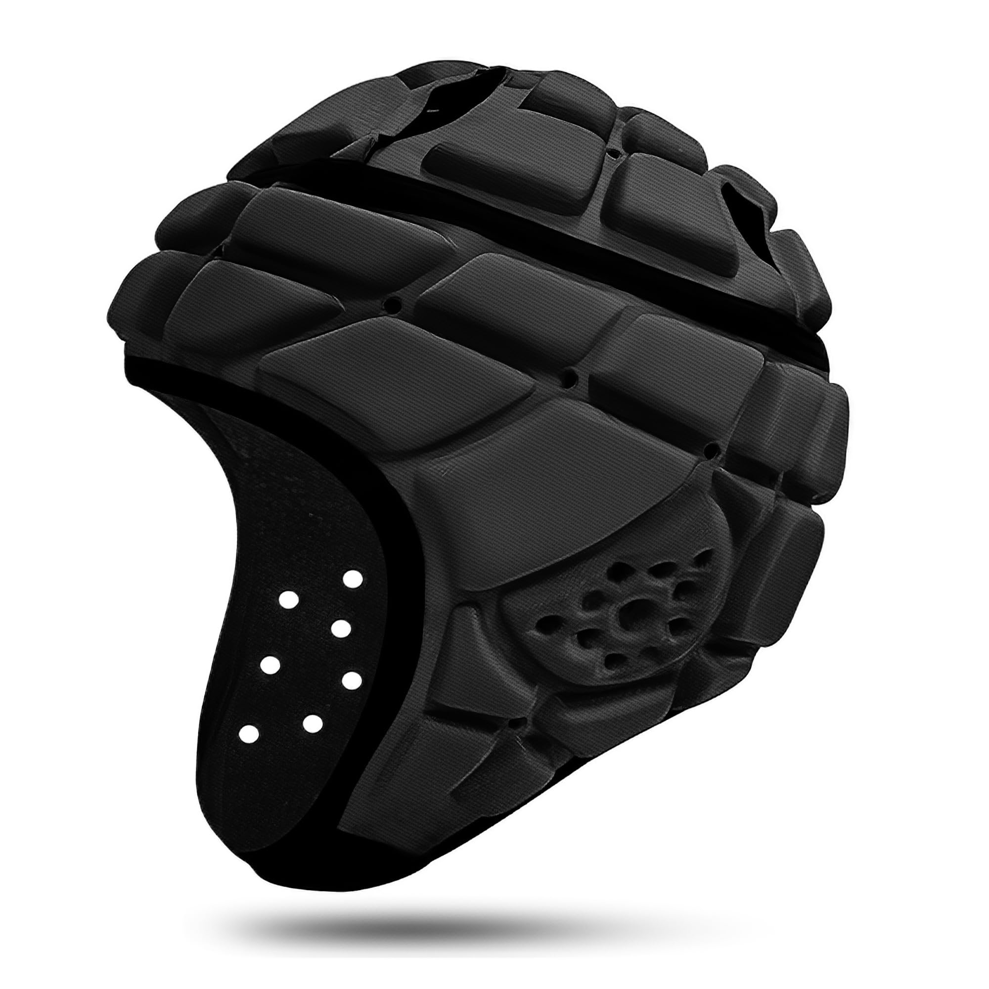Great Call Athletics Flag Football Helmet Pro Rugby Scrum Cap Padded Headgear Adjustable Adult Youth Red Black Head Protector (Black, Large)