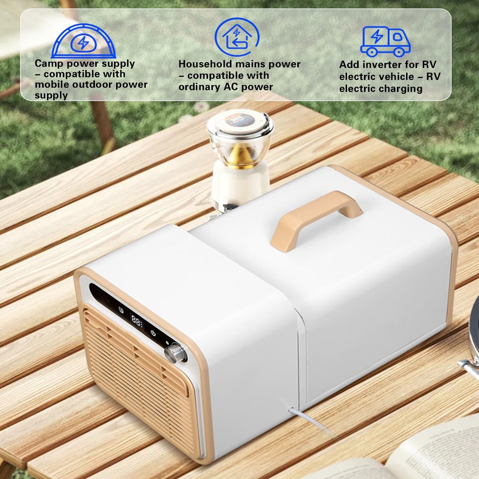 Aire acondicionado portátil split, 5000 BTU, 1500 W, para camping, con tubo de conexión de 2 m, silencioso, ideal para tiendas de campaña, caravanas, dormitorios 220V,1500W