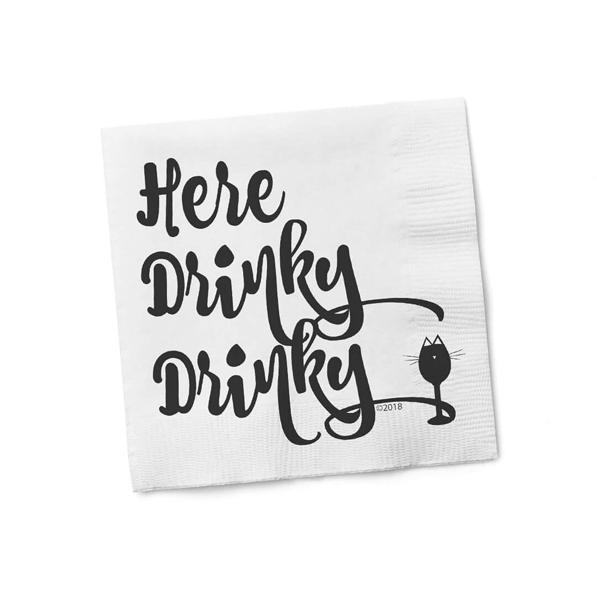 Twisted Wares - Funny Napkins - HERE DRINKY DRINKY- Boutique Cocktail Napkins - Perfect for any Celebrations 5"X5" (20 Pack)