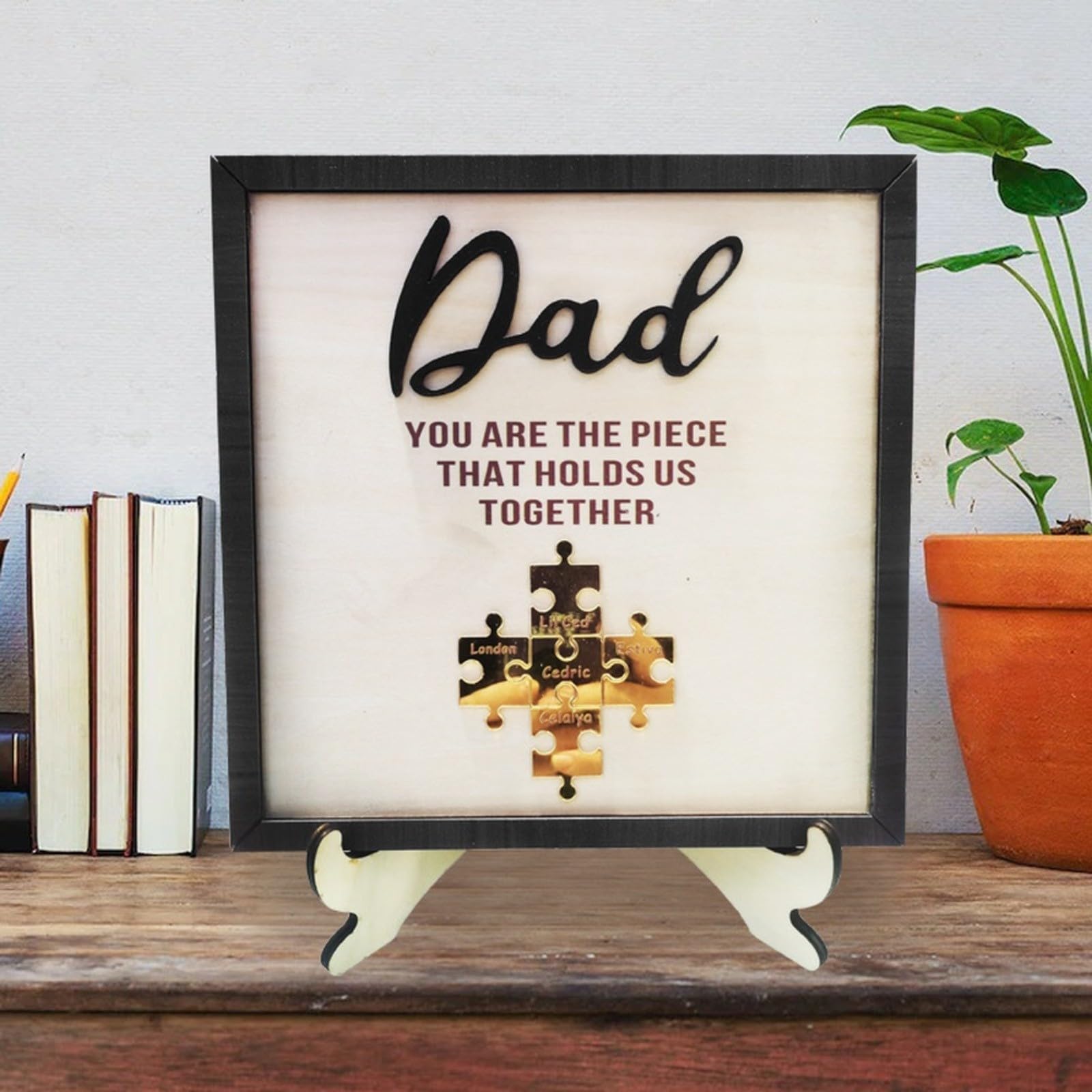 Cornice portafoto in legno personalizzata per papà, idea regalo per la festa del papà, stile europeo (20 x 20 cm)