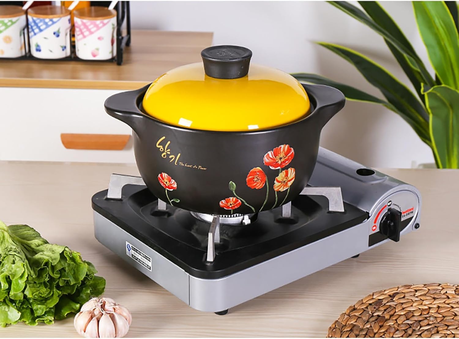 Antihaftbeschichteter Keramik-kochtopf Mit Deckel – Für Chinesische Eintöpfe, Aufläufe, Reisgerichte, Nudeln Und Brei; Steingut-hotpot Für Zuhause Und Gastronomie 5.5l