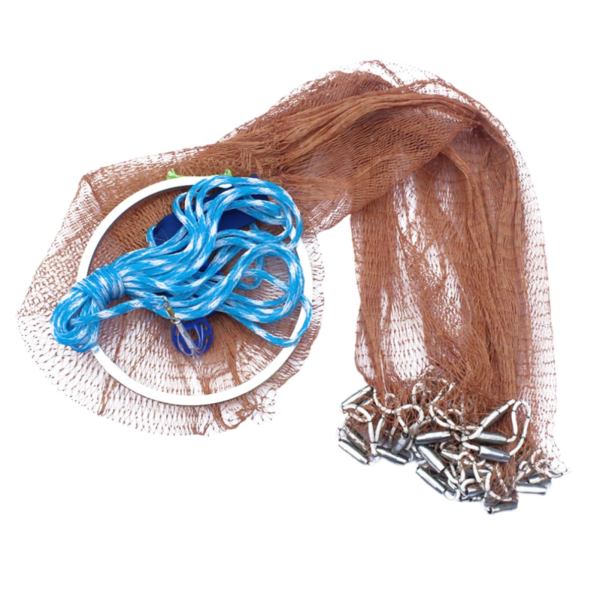 Abaodam Retino Porta Pesci Pieghevole in Nylon Marrone Maglia ad Alta Precisione, Facile da Usare per Pesca in Acqua Dolce e Salata, Trappola per Gamberetti e Aragoste