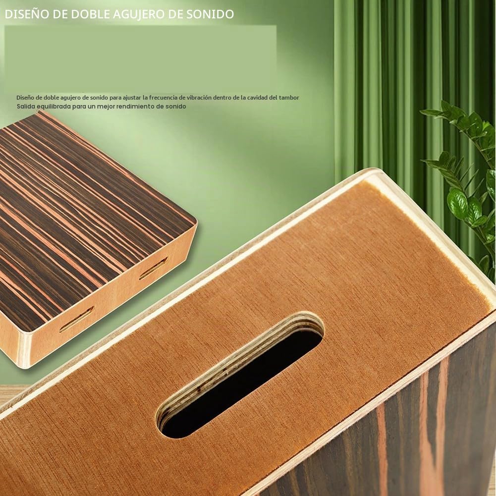 Tambor de Cajón de Viaje, Cajón de Madera Grueso de Tono Ajustable Portátil con Correa Ajustable, Kit de Instrumentos de Percusión