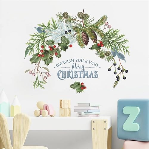 Miniatura 5 de Calcomanías de pared de Navidad para ventana de fiesta de Navidad, calcomanías de ramas de Feliz Navidad para decoración de fiesta de Navidad,