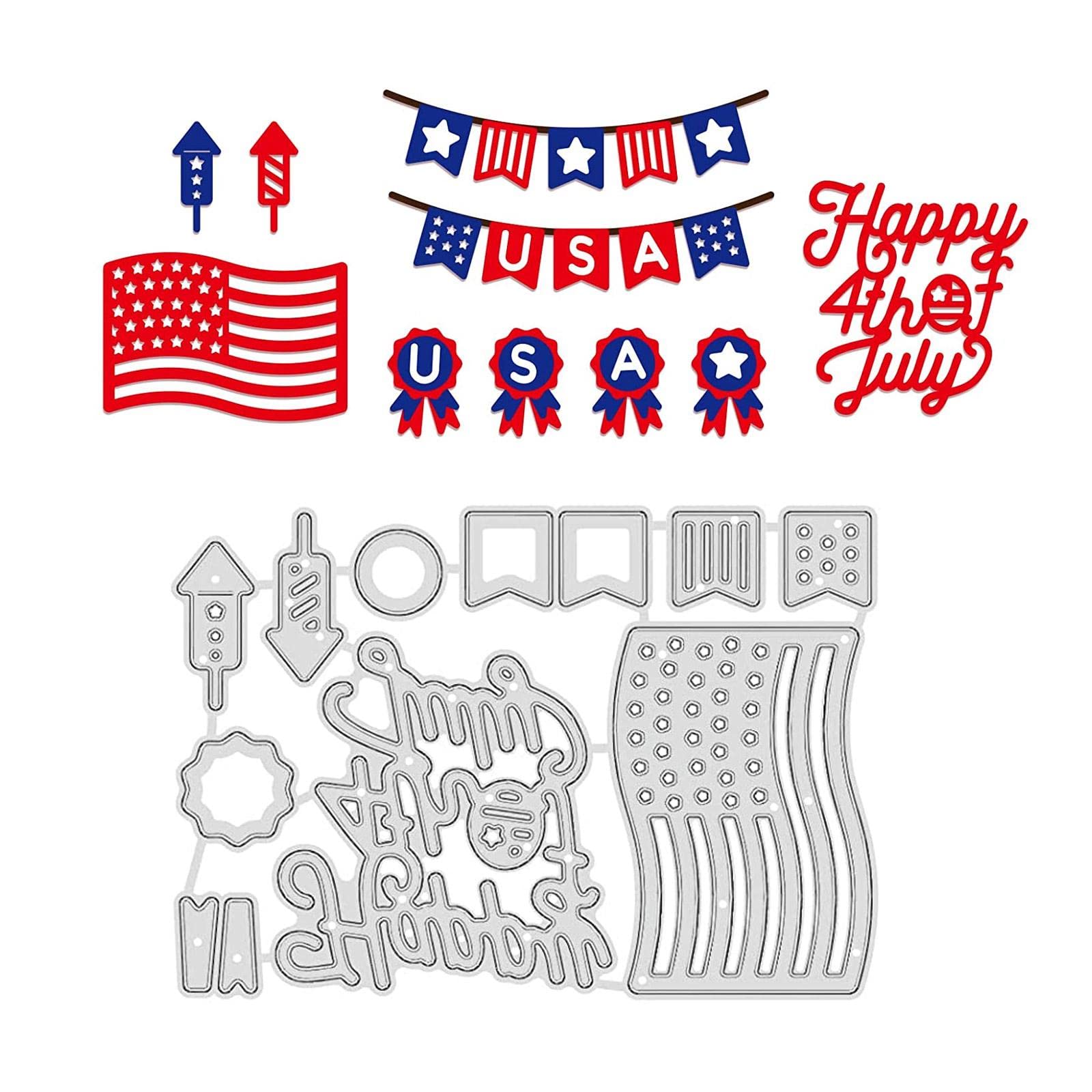 Independence Day Die Cuts For Card Making, 4th Of July Metal...
