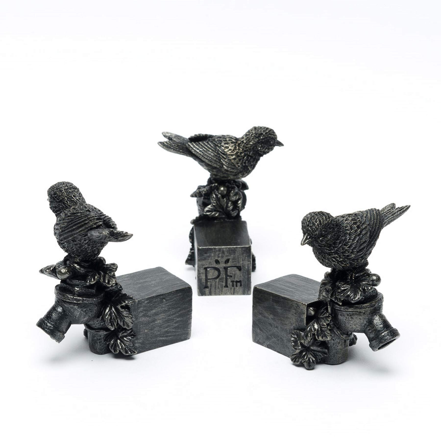 Potty Feet Plant Pot Feet - Great Tit on a Tap (Bronze Coloured- Set of 3)
