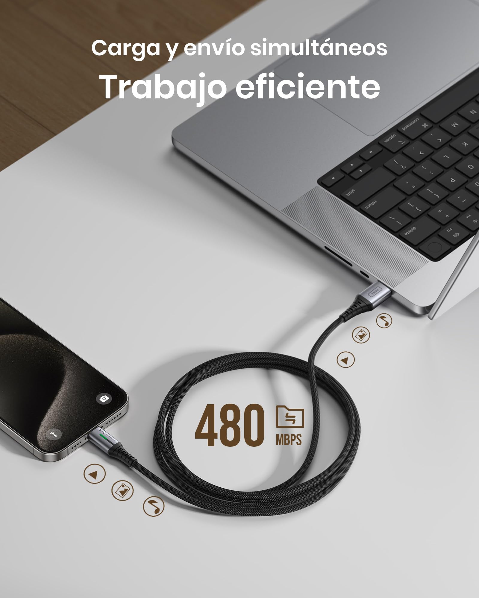 INIU Cable USB A USB C, [2m] QC 3,0 y 3,1A Cable USB C Carga Rapida, Aleación Trenzado de Nylon Cable USB Tipo C Cargador Compatible con iPhone 17 16 Pro Max Samsung S25 24 Huawei Xiaomi Pixel ECC.