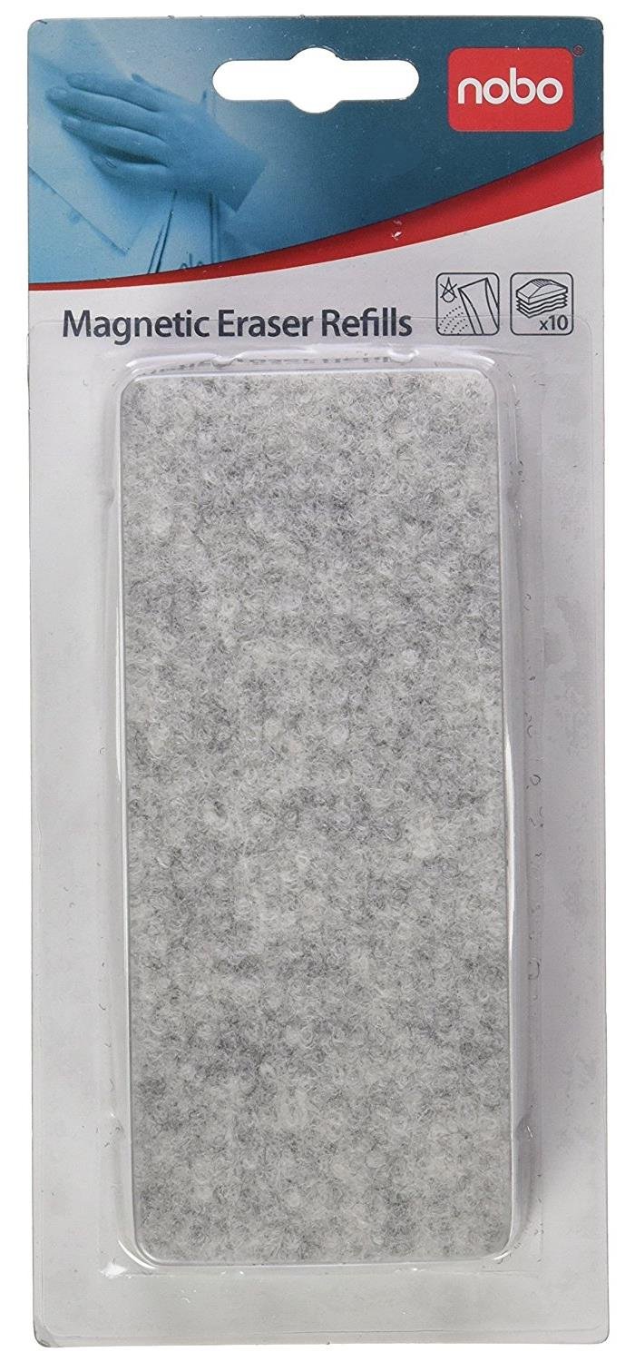 Nobo Whiteboard Eraser Refill Pads, Pack of 10, Dry Wipe Surfaces, 34534497