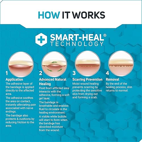 Miniatura 5 de Care Science Smart Heal Hydrocolloid Bandages, Extra Large 100% Waterproof Seal (4 in x 4 in, 3CT)