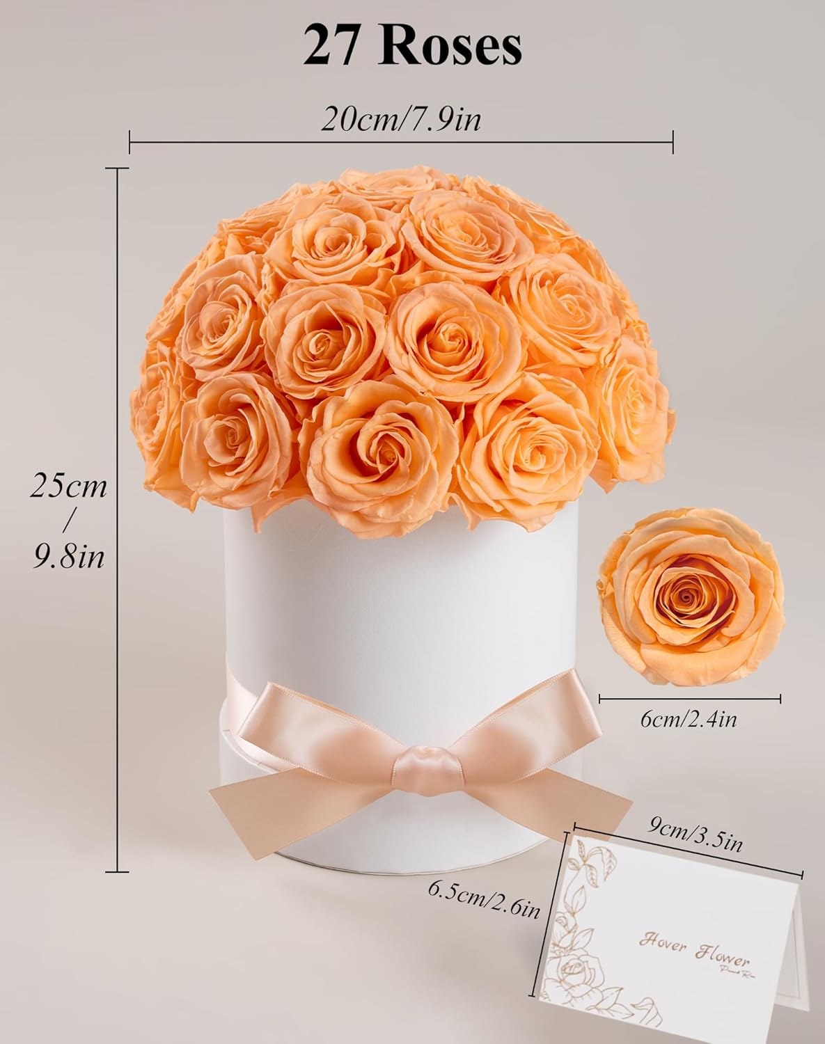27 Forever Roses Dome in Luxury White Box, Eternal Real Roses Birthday Gifts for Women, Preserved Flowers for Delivery Prime, Anniversary, Valentine's Day, Mothers Day for Mom (Champagne) - Image 3