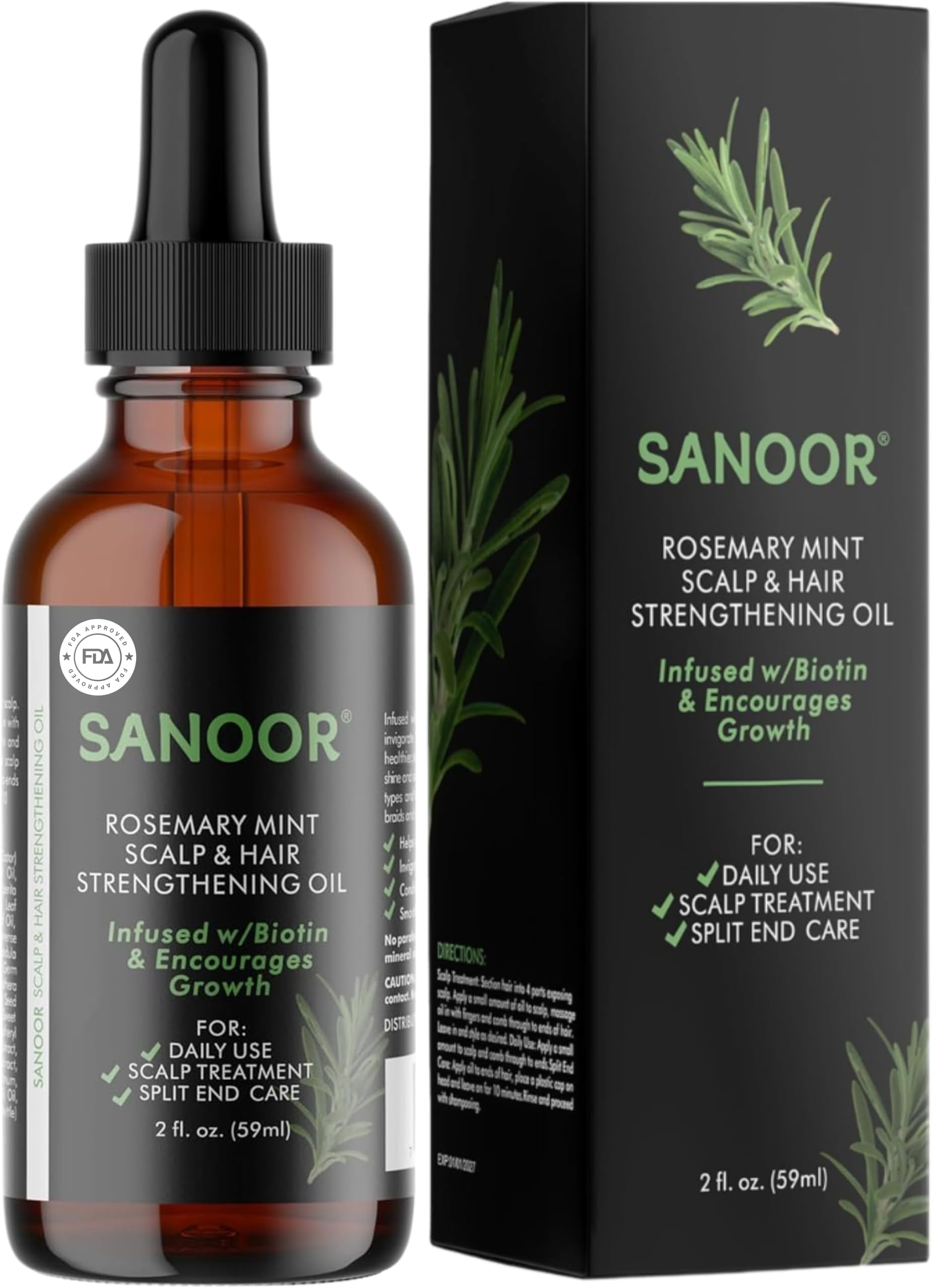 Rosemary Mint, Scalp Hair Growth Oil, Infused Biotin to Encourages Hair Growth | Healthier, Stronger & Long Strands | All Type & Texture | Straight, Waves & Chemically Treated Hairs