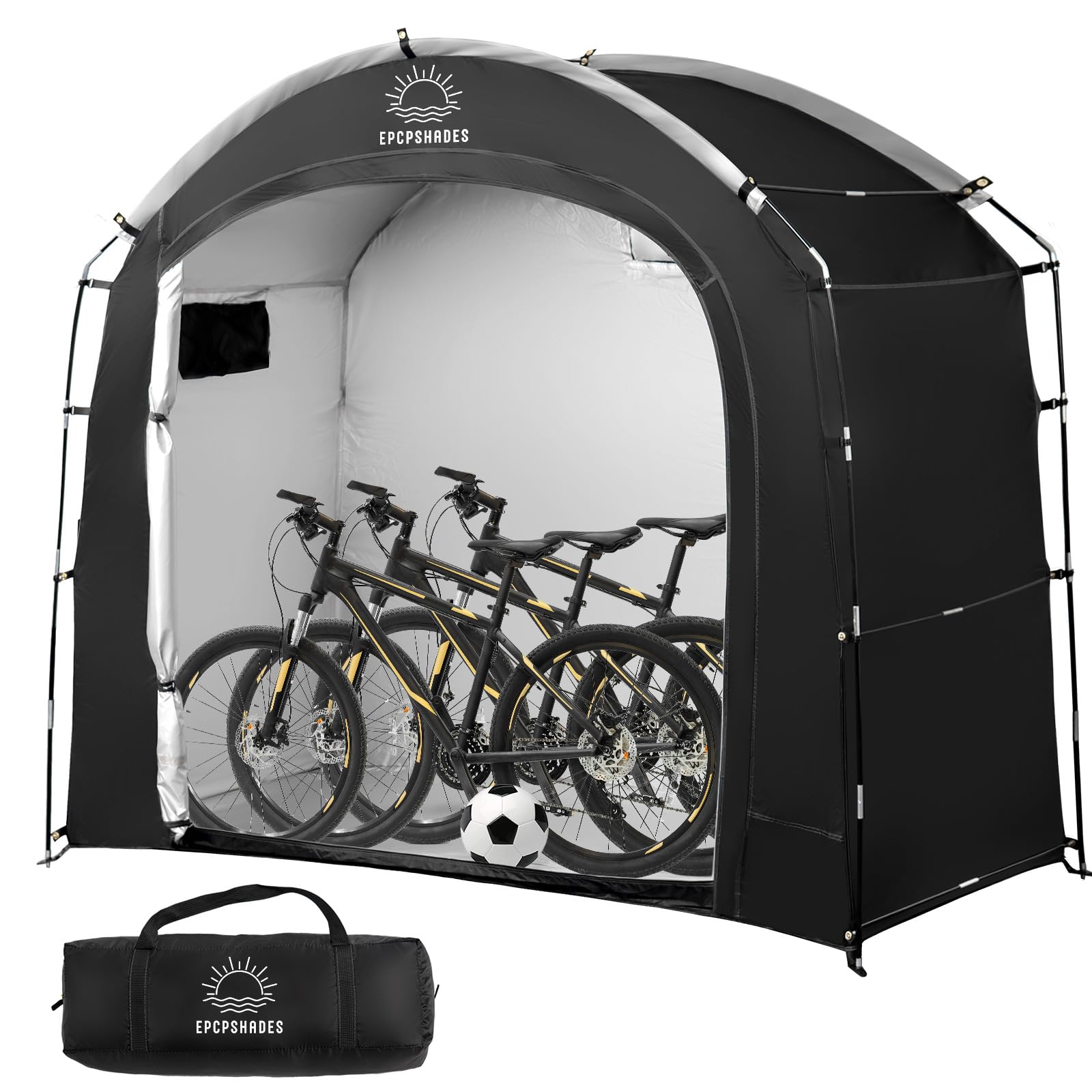 Fahrradabstellzelt mit Stahlgestell, wasserabweisend, UV-beständig, für Außenbereich/Garten, PE-Bedeckung mit Reißverschluss, ideal für Fahrräder und Motorräder, Hütte