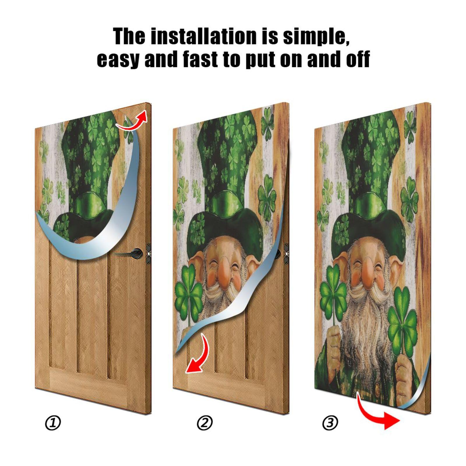 FLildon St Patrick Leprechaun Gnome Irish Door Cover Decoration, Party Accessory Porch Decor for Festive Ornament Room Door Covers 36 x 98 Inch
