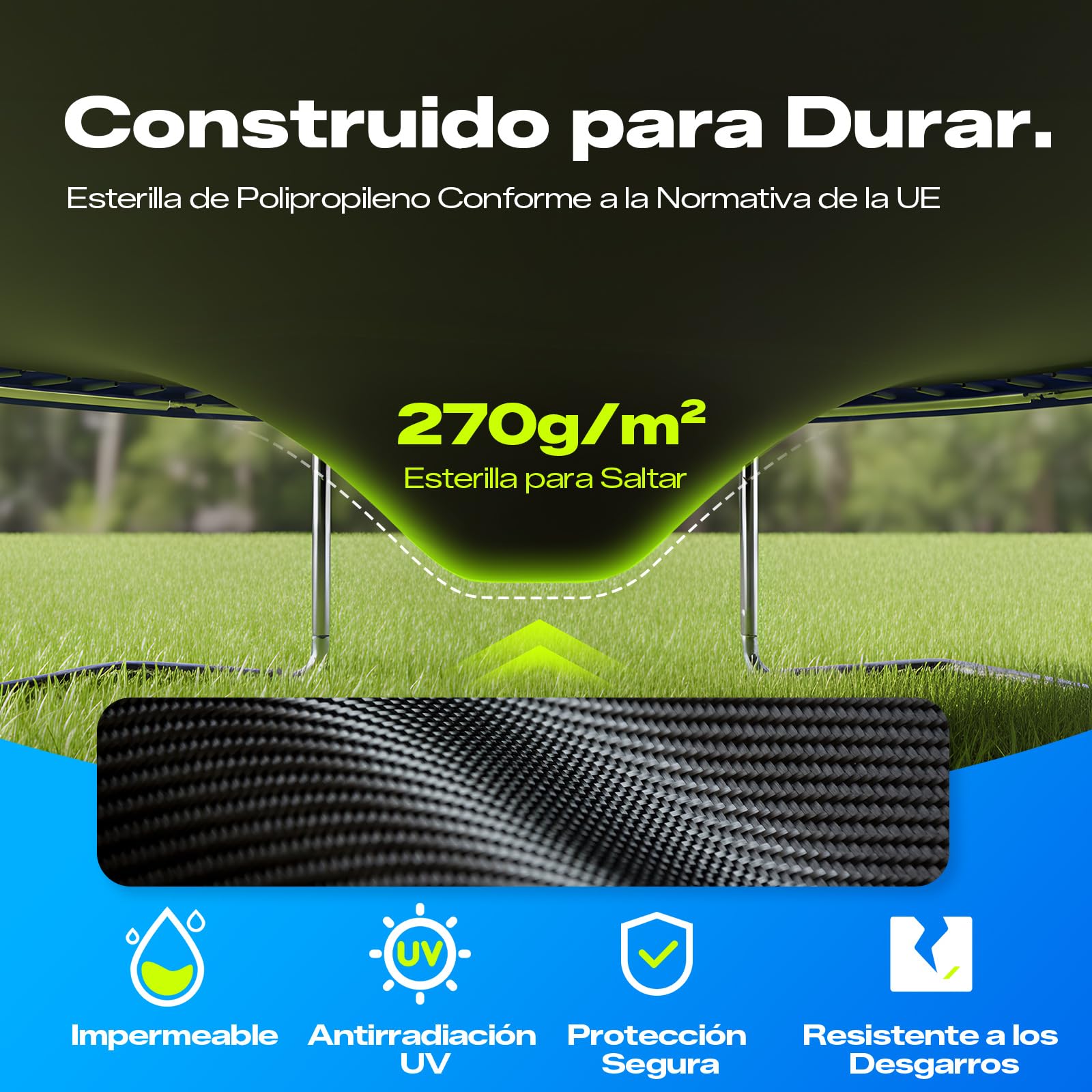 Zupapa Cama Elástica Resistente con Red de Seguridad y Escalera Antideslizante para Niños y Adultos, Diversión Familiar al Aire Libre en el Patio