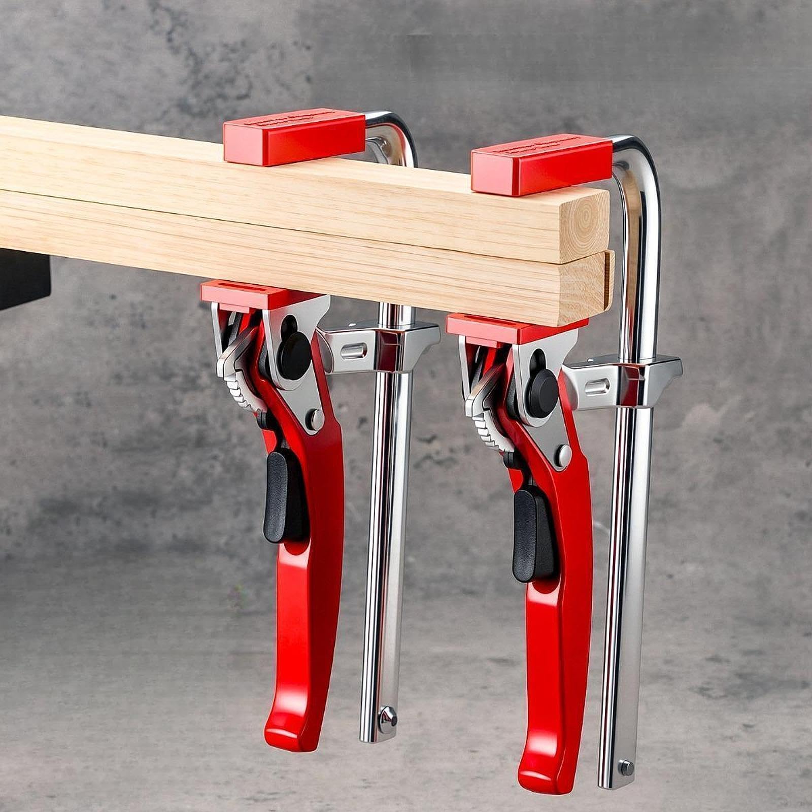 Morsetto a Cricchetto Serraggio Forte Guida Binario Morsetto Regolabile Azione Veloce Materiale Resistente Adatto per Carpentieri Artigiani, Lunghezza 35 Cm