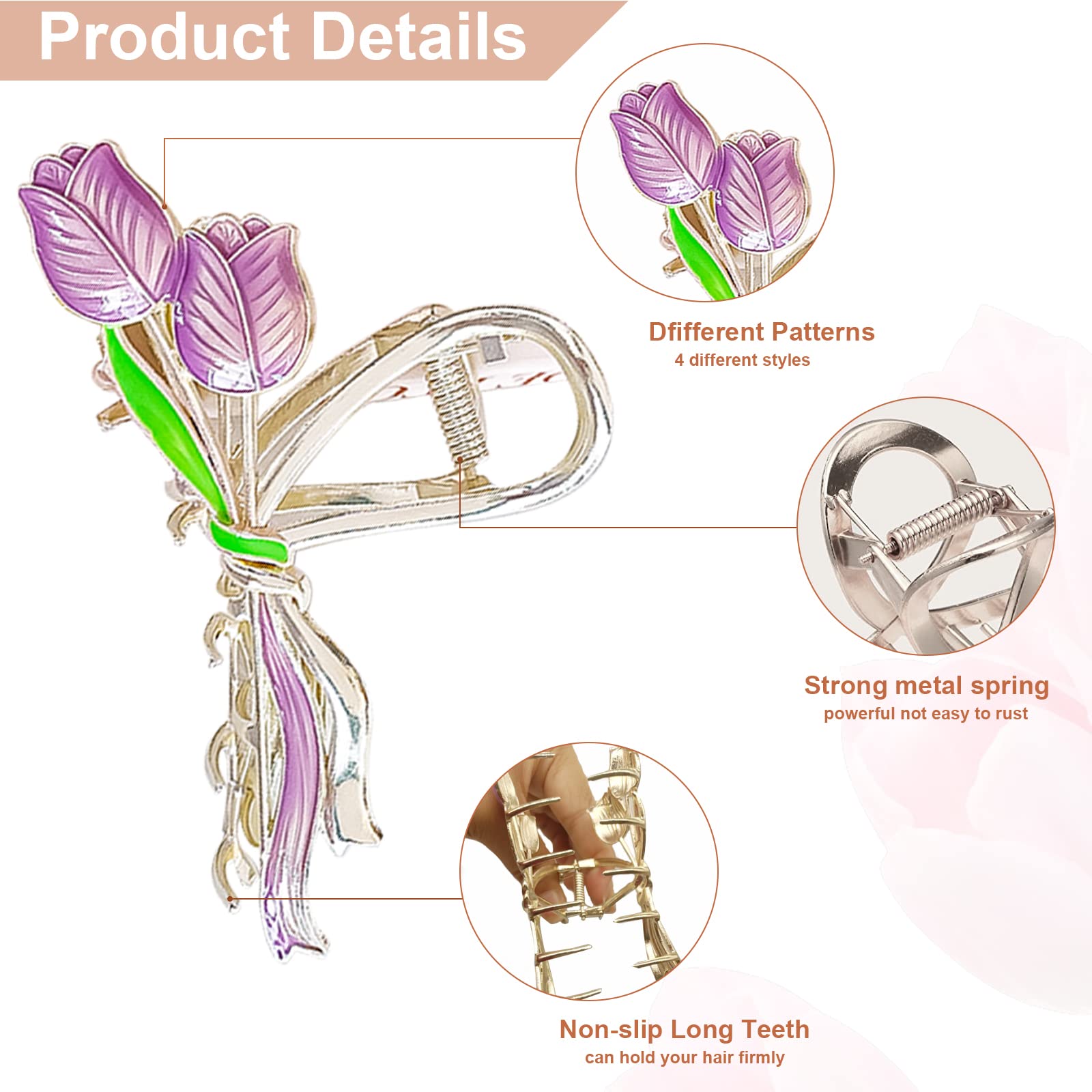 4 Stück Große Haarklammern Für Damen – Rutschfeste Metall-Haarnadeln Mit Unregelmäßigem Design, Länge Ca. 11 Cm