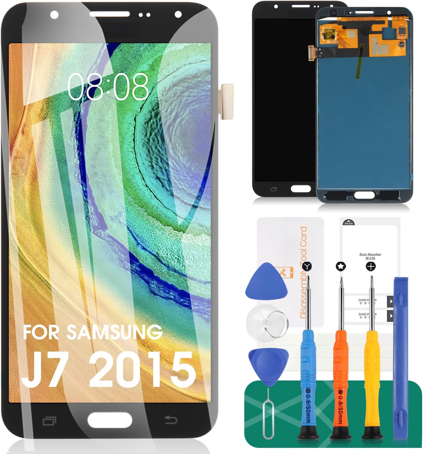 for Samsung Galaxy J700 LCD Screen Replacement-SRJTEK Screen Replacement for Samsung J7 2015 J700 J700T J700F J700H J700M SM-J700 LCD Touch Screen Digitizer Glass Display Assembly Parts,(Black)