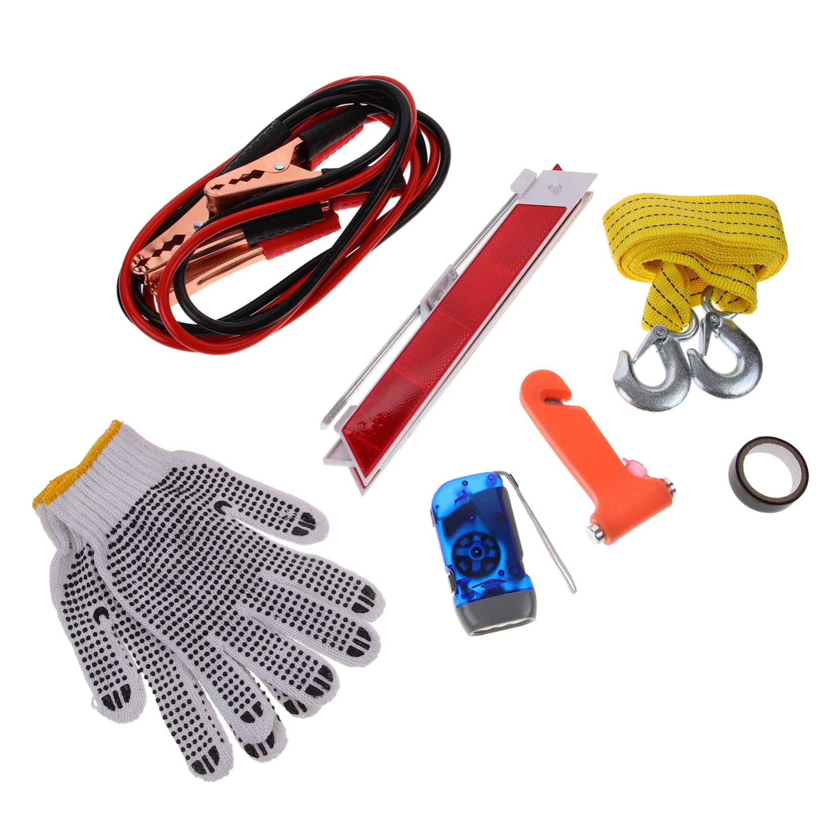 Kit di Emergenza Auto, Set, Multiuso in Abs, Gomma, Metallo e Tessuto, Pratico per Ispezioni Veicolo e Soccorso Stradale